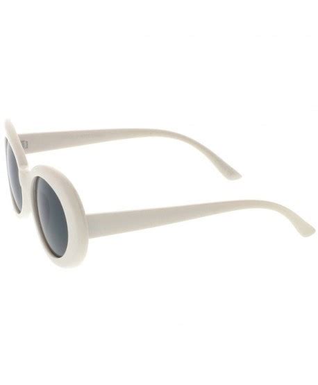 bold retro oval mod thick frame sunglasses clout goggles with round lens 51mm white smoke