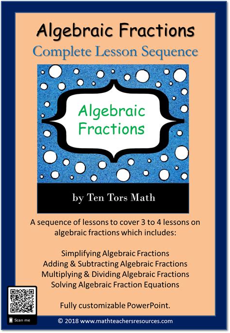 Algebraic Fractions Lesson Sequence Simplifying Algebraic Fractions