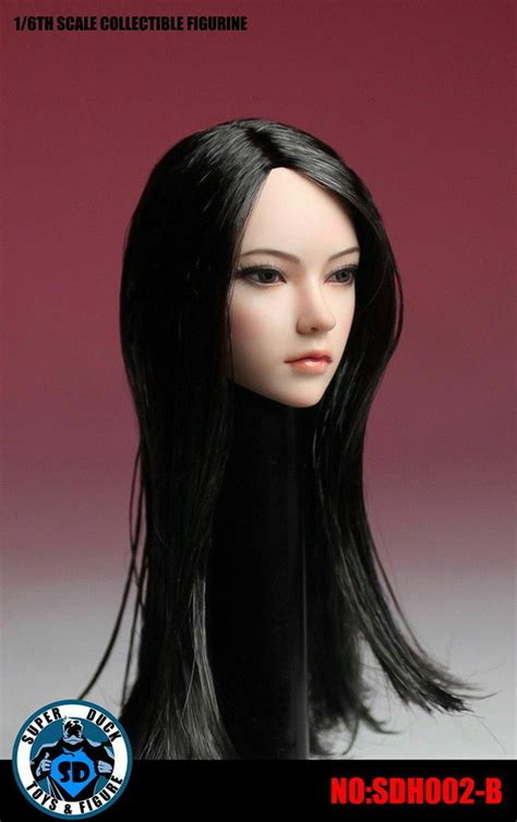 Game Figures 16 Female Asian Custom Long Hair Head Sculpt Only Super Duck Suit Phicen Figure