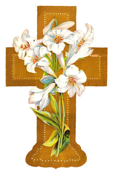 Antique Images Digital Easter Download With Gold Cross