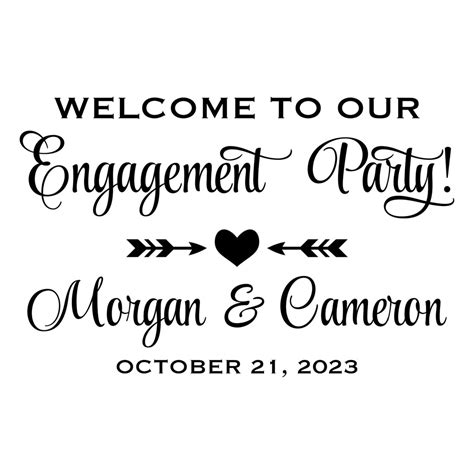 Engagement Party Decor Welcome Sign Decal Boho Rustic Theme Hori