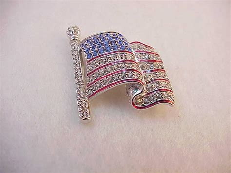 Vintage Swarovski Signed American Flag Brooch Pin From Jewelsunique On