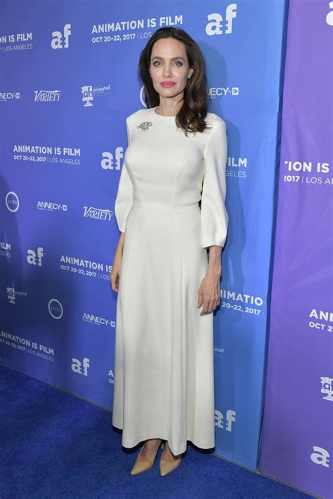 Angelina Jolie White Dress Oct 2017 Popsugar Fashion Photo 5