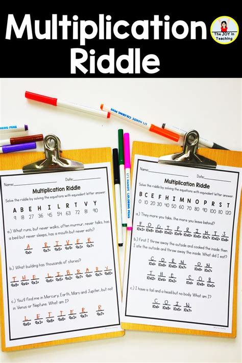 Two Notebooks With The Words Multiplication Riddle Written On Them Next