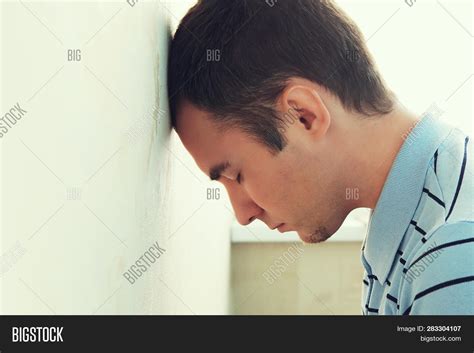 Depressed Man His Head Image And Photo Free Trial Bigstock