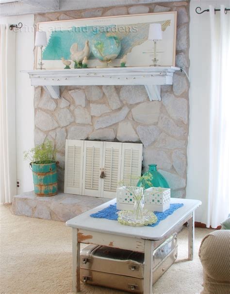 You'll want to inspect your mortar and make sure there are no gaps or cracks. erin's art and gardens: chalk painted 1970's stone fireplace