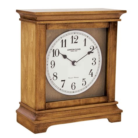 London Clock Company Wood Flat Top Mantel Clock 4x4 Westminster Chimes