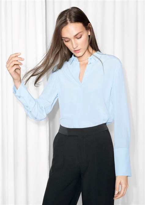 And Other Stories Image 1 Of Wide Cuff Silk Shirt In Light Blue Light