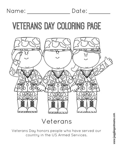 Veterans Day Printable Coloring Page Veterans Day Coloring Page