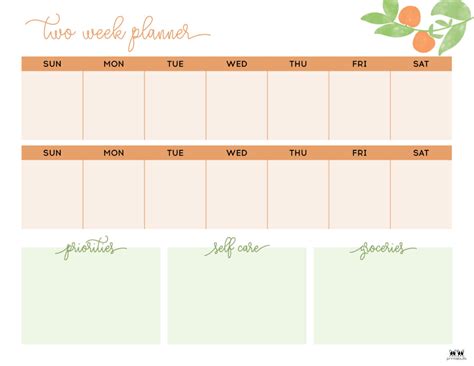 2 Week Calendar Printable