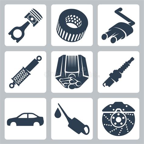 Photo About Vector Car Parts Icons Set Illustration Of Lubricating