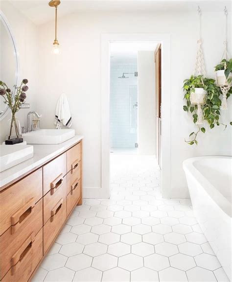 White Hexagon Tile Bathroom Floor Flooring Ideas