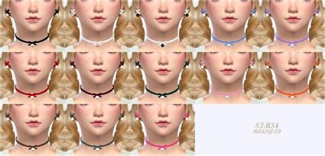 Child Thin Ribbon Choker And Earrings At Marigold Sims 4 Updates
