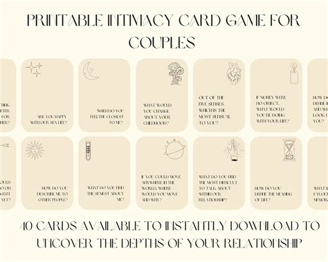 Printable Couples Intimacy Card Game Valentines Day Card Game