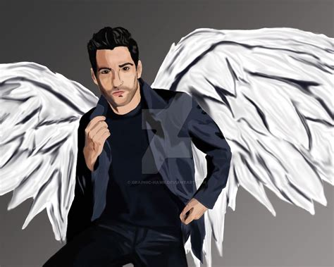 A Drawing Of A Man With White Wings On His Chest And Black Shirt