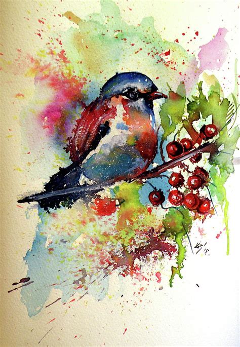 Little Cute Bird Painting By Kovacs Anna Brigitta Pixels