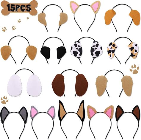 15 Pcs Puppy Dogs Ear Headbands For Pet Birthday Party