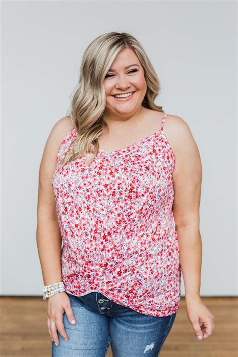 Time After Time Floral Tank Top Pink And Ivory The Pulse Boutique