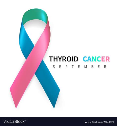 Thyroid Cancer Awareness Month Realistic Teal Vector Image