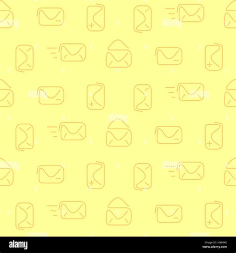 Mail Envelops Yellow Seamless Pattern Vector Illustration Stock Vector