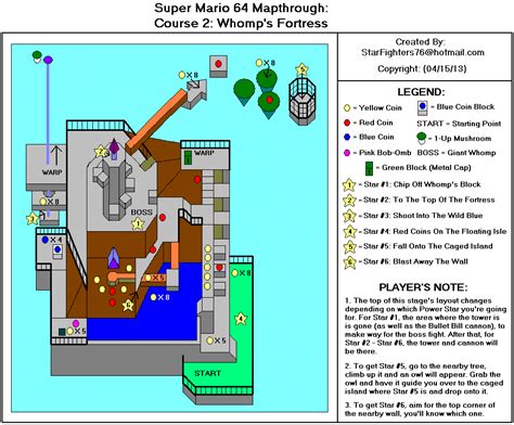 Super Mario 64 Course 02 Whomps Fortress Map Map For Nintendo 64 By
