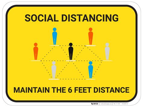 Social Distancing Maintain The 6 Feet Distance With Icons Floor Sign