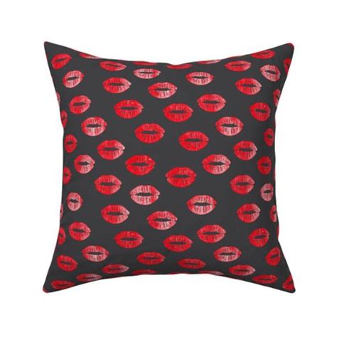 Smooches Kisses Red On Grey Fabric Spoonflower