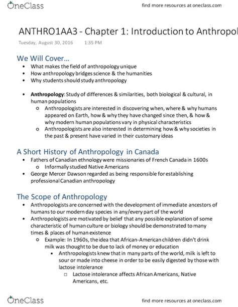 Textbook Notes For Anthrop 1aa3 At Mcmaster University