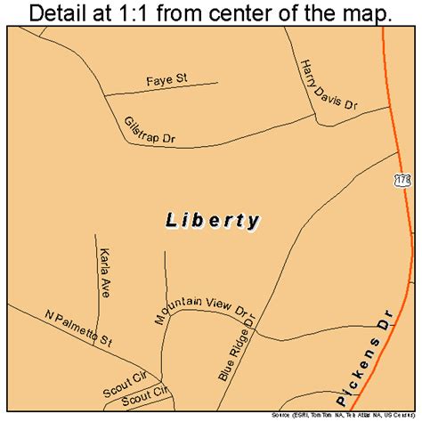Liberty South Carolina Street Map 4541380