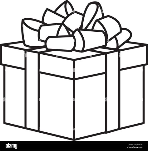 Outline Wrapped T Box Decorated With Big Ribbon Bow Vector