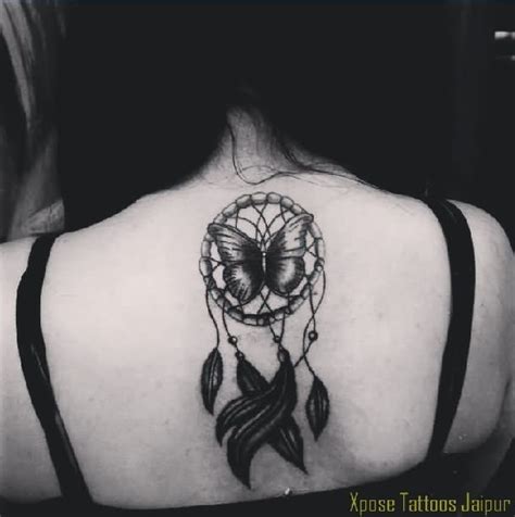 Butterfly In Dreamcatcher Tattoo On Upper Back Tattoo Shop Tattoos