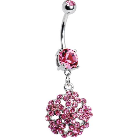 Pink Gem Bouquet Of Flowers Belly Ring Bodycandy