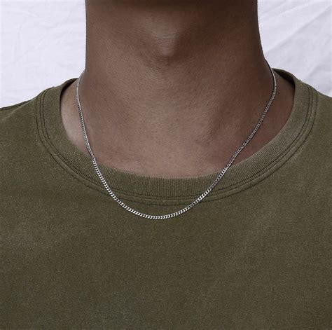 Silver 2mm Chain Necklace Cuban Mens Chain Thin Silver Chain Etsy
