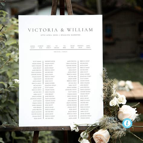 Seating Chart Sign With Long Tables Elegant Seating Template Etsy