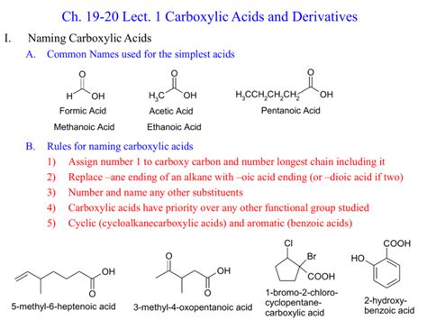 Ch 19 20 Lect 1 Carboxylic Acids And Derivatives I Naming Carboxylic
