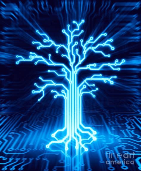 Glowing Digital Tree Circuits Conceptual Illustration Photograph By