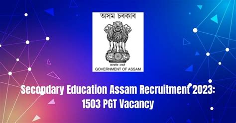 Secondary Education Assam Recruitment 2023 1385 PGT Vacancy