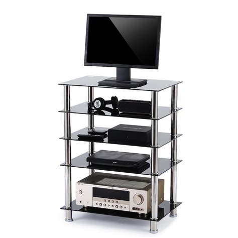 Audio Component Rack Av Tower Media Stereo Stand Electronics Equipment Shelves 761330649504 Ebay