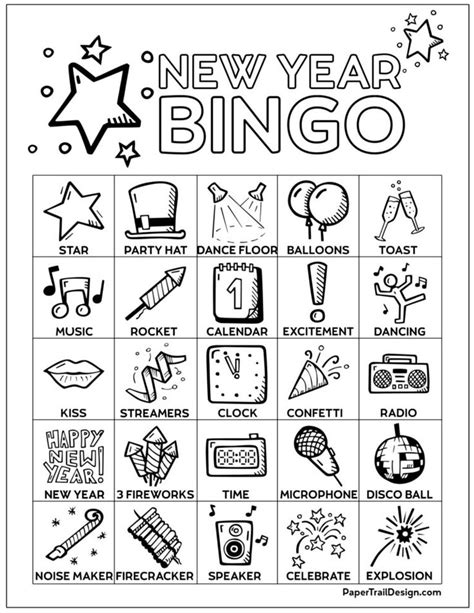 Free Printable New Years Bingo Cards Paper Trail Design Bingo