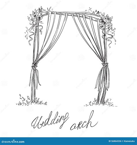 Wedding Arch Line Icon Altar Vector Illustration Isolated On White