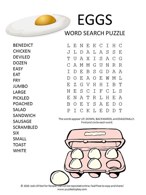 Eggs Word Search Puzzle Puzzles To Play