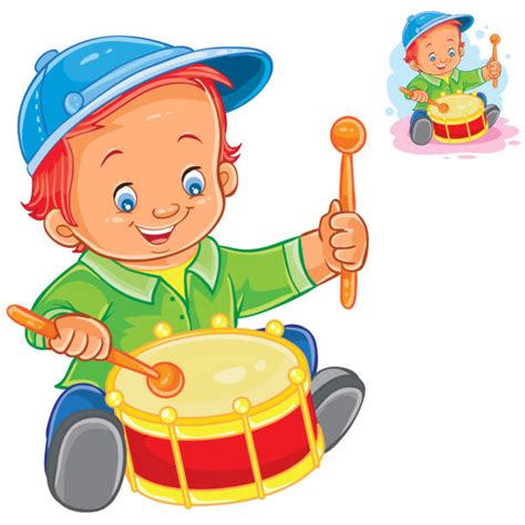 Boy Playing Drums Drawing Illustrations Royalty Free Vector Graphics