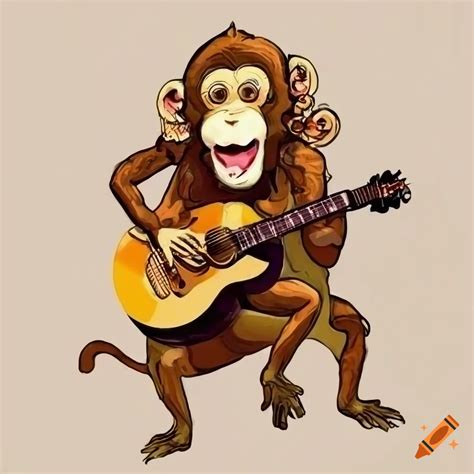 Detailed Drawing Of A Monkey Playing The Guitar On Craiyon