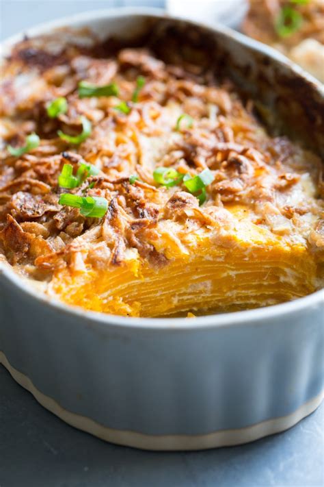 Butternut Squash Au Gratin With Crispy Shallots Dairy