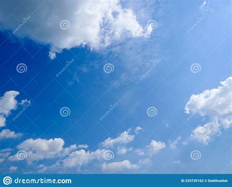 Pure Blue Sky Heap White Gray Cloud And Sunlight Shiny Stock Photo