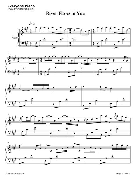 River Flows in You-Yiruma Stave Preview 1- Free Piano Sheet Music