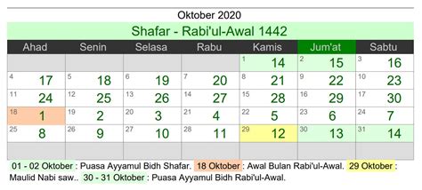 √ Download Kalender Islam Hijriyah Tahun 2020 Masehi 1441 1442 H Pdf
