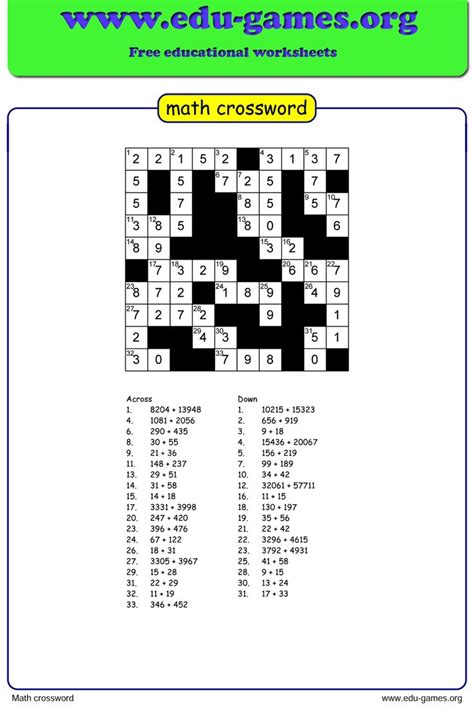 Create A Math Crossword Puzzle And Download The Free Worksheets This