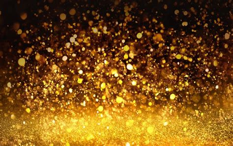 Download Wallpapers Gold Glitter Lights Golden Creative Background
