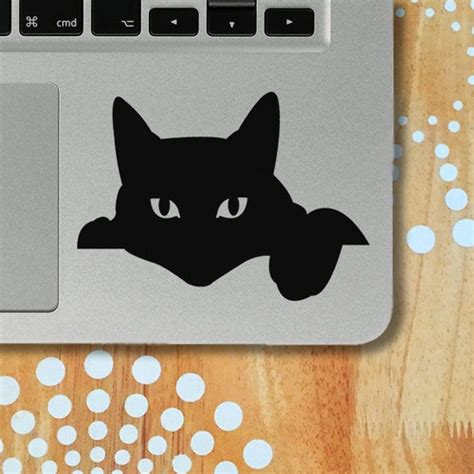 Cat Laptop Decal Black Cat Sticker Cat Silhouette Vinyl Etsy